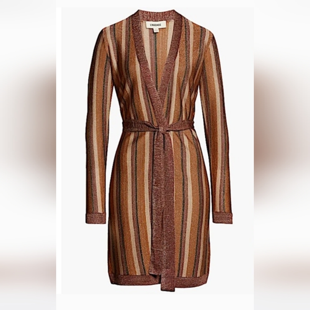 L'AGENCE | $425 Berkeley Striped Metallic Cardigan